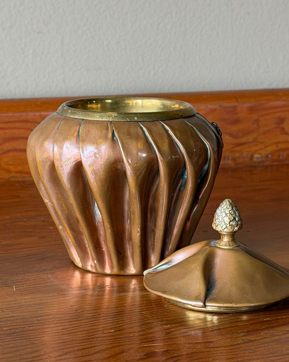 Pleated Copper Sugar Bowl