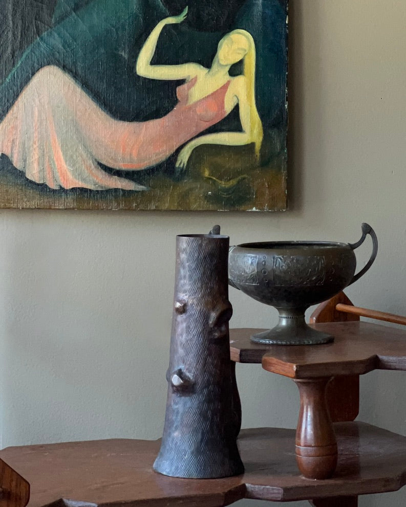 Hammered Bronze Faux Bois Vase