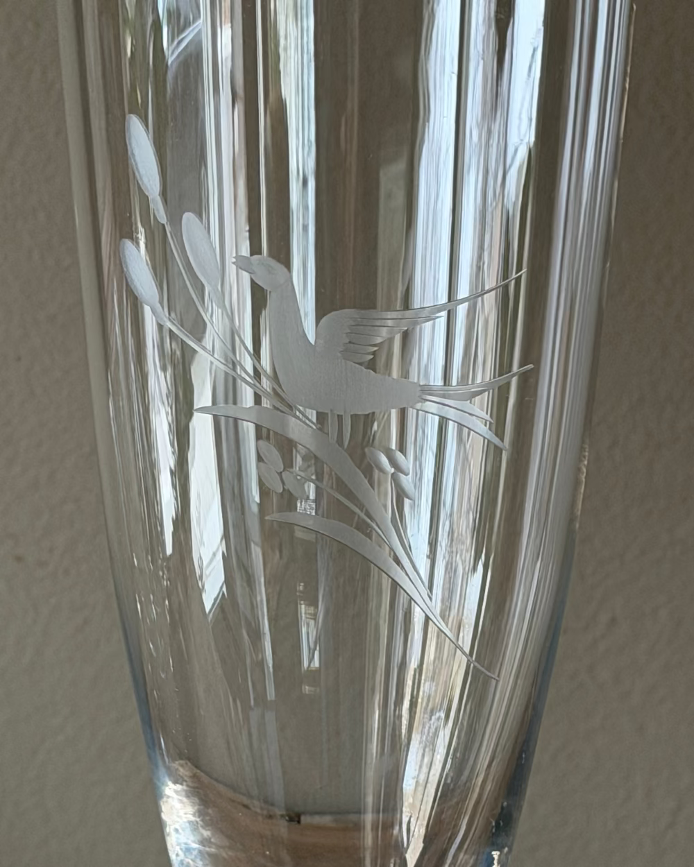 Tall Etched Glass Vase