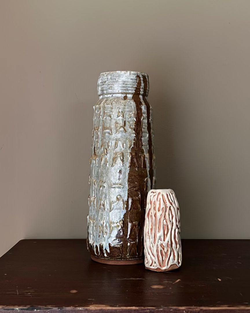 Small Faux Bois Ceramic Vase