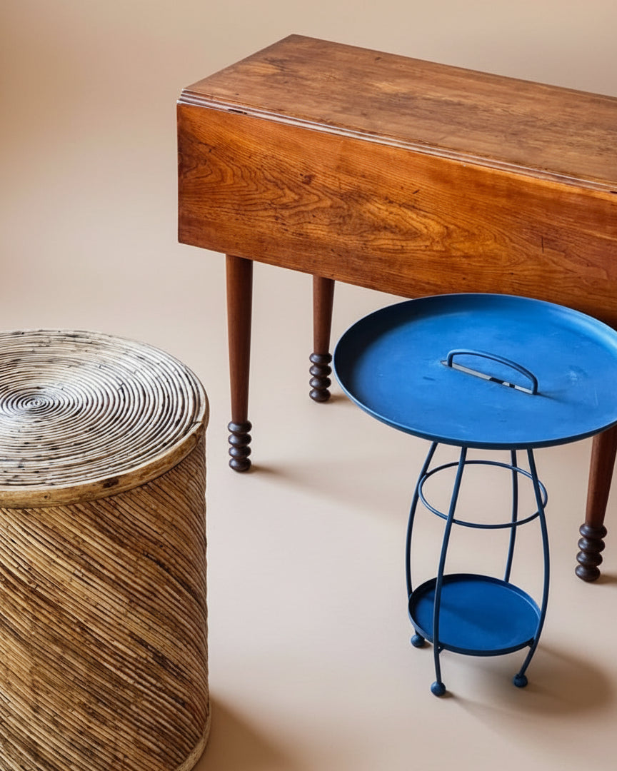 Pencil Rattan Drum Table