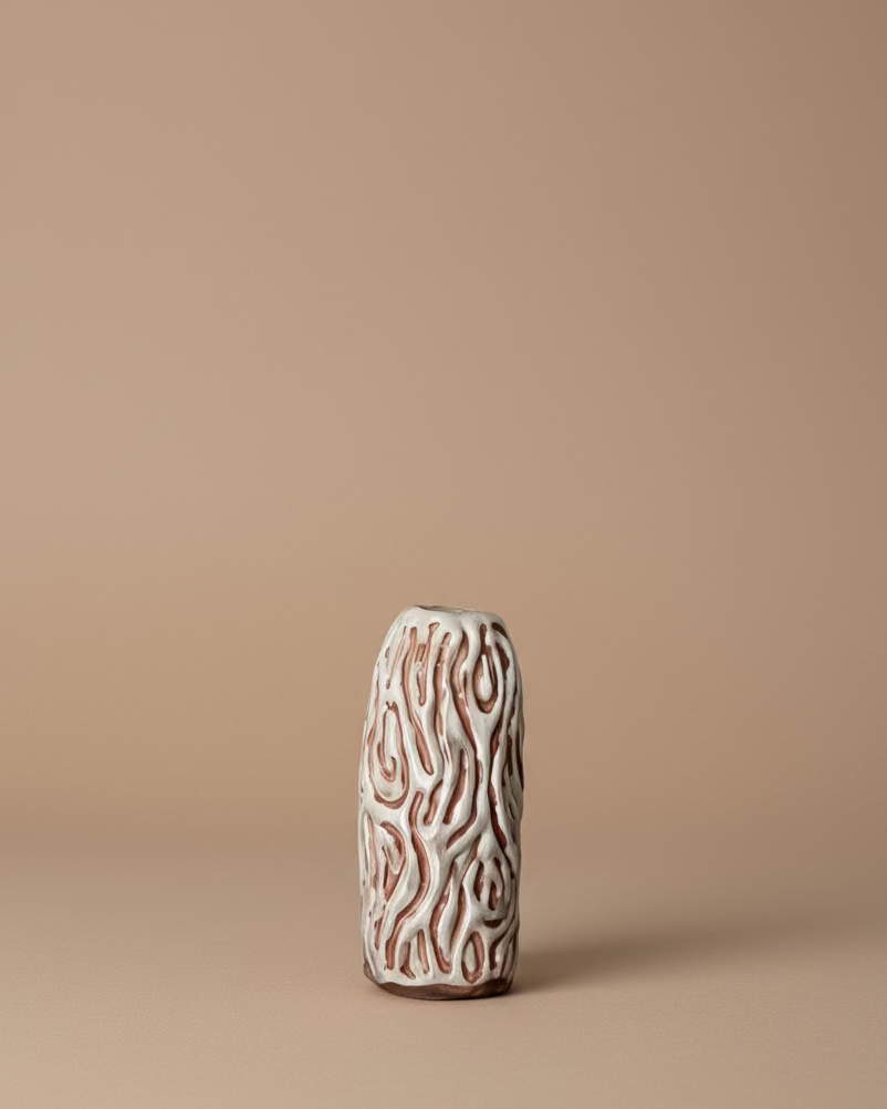 Small Faux Bois Ceramic Vase