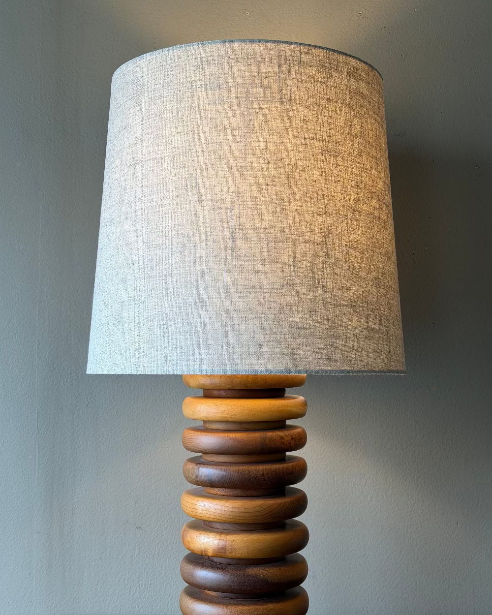 Stacked Wood Disc Lamp