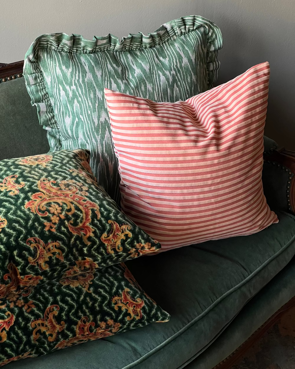 Tonal Striped Velvet Pillow