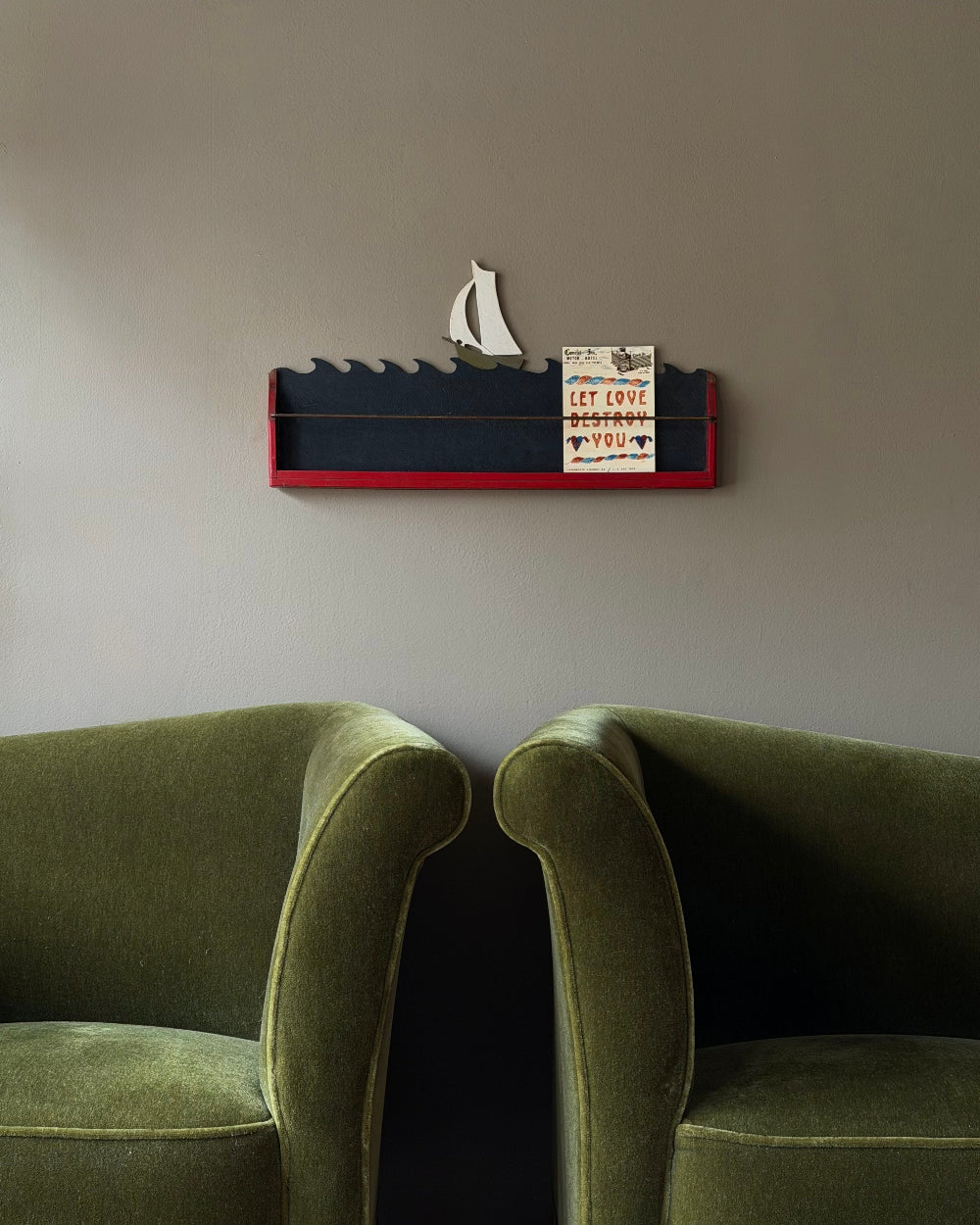 Painted Folk Art Sailboat Shelf