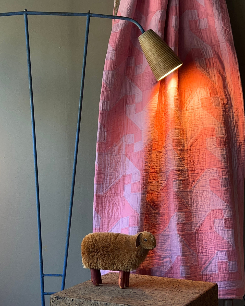 Painted Metal and Ceramic Floor Lamp