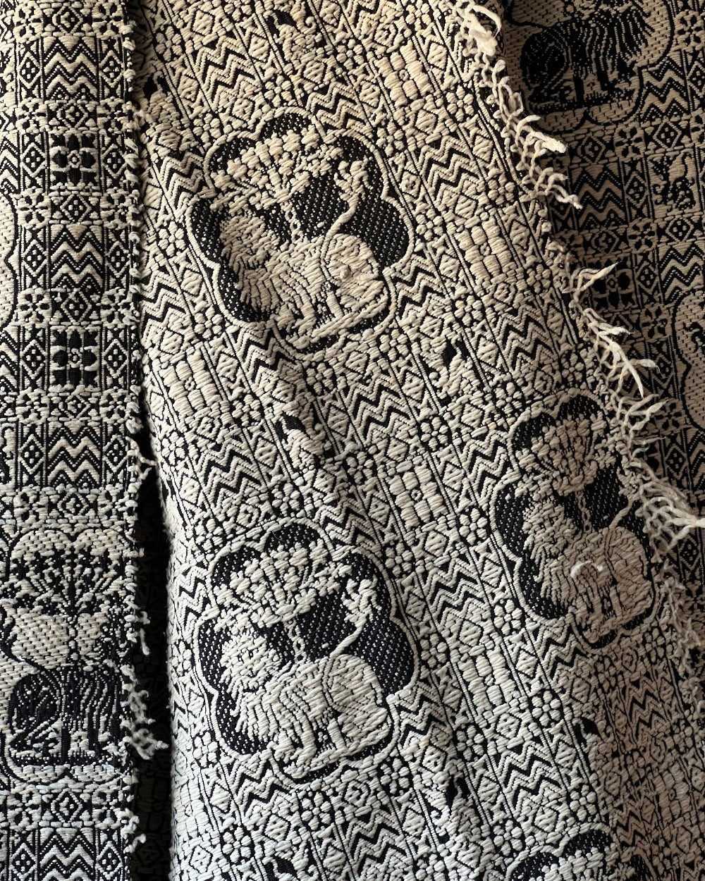 Antique Wool Jacquard Coverlet