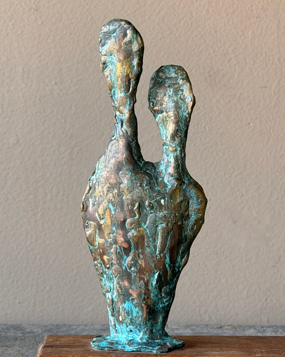 Abstract Copper Sculpture on Stand