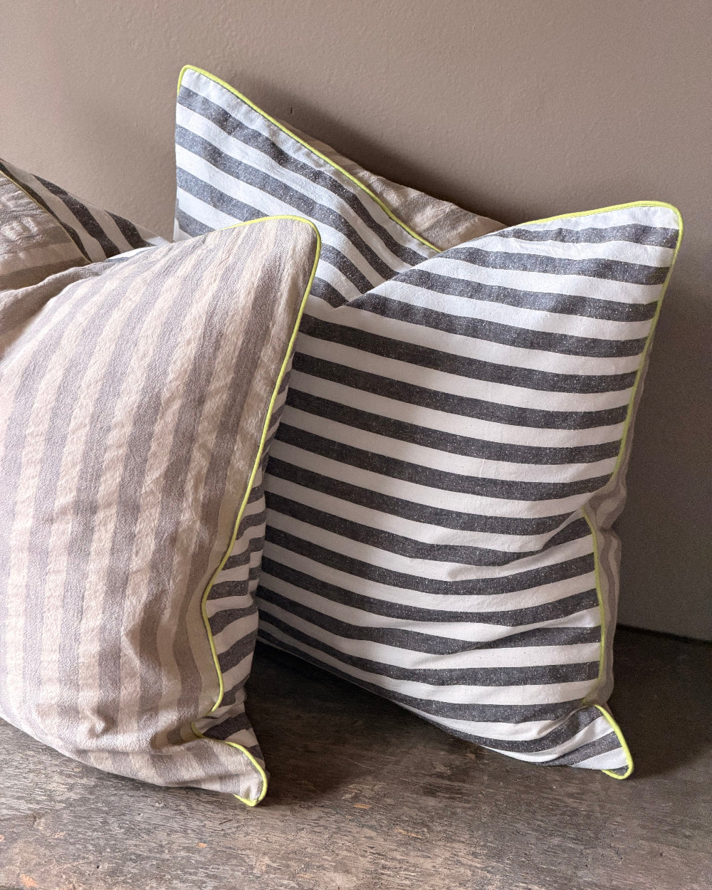 Custom Pillows in Grey Stripe