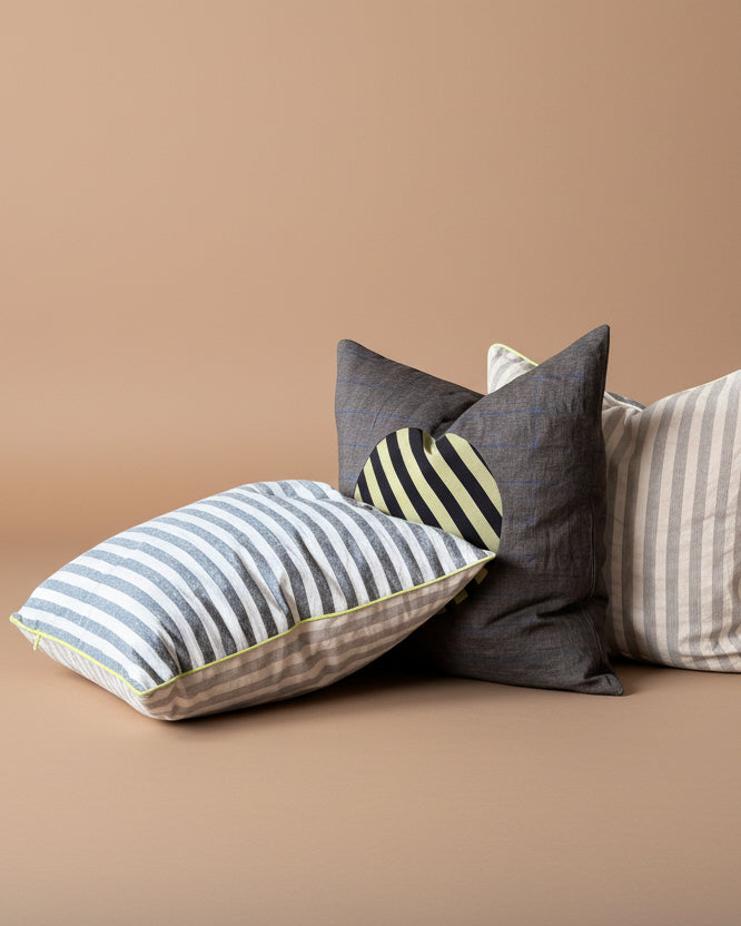 Custom Pillow in Charcoal Windowpane