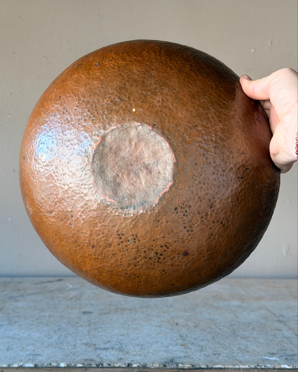 Large Hammered Copper Bowl