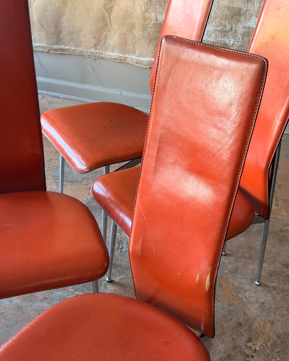 Leather Dining Chairs (4) | Giancarlo Vegni