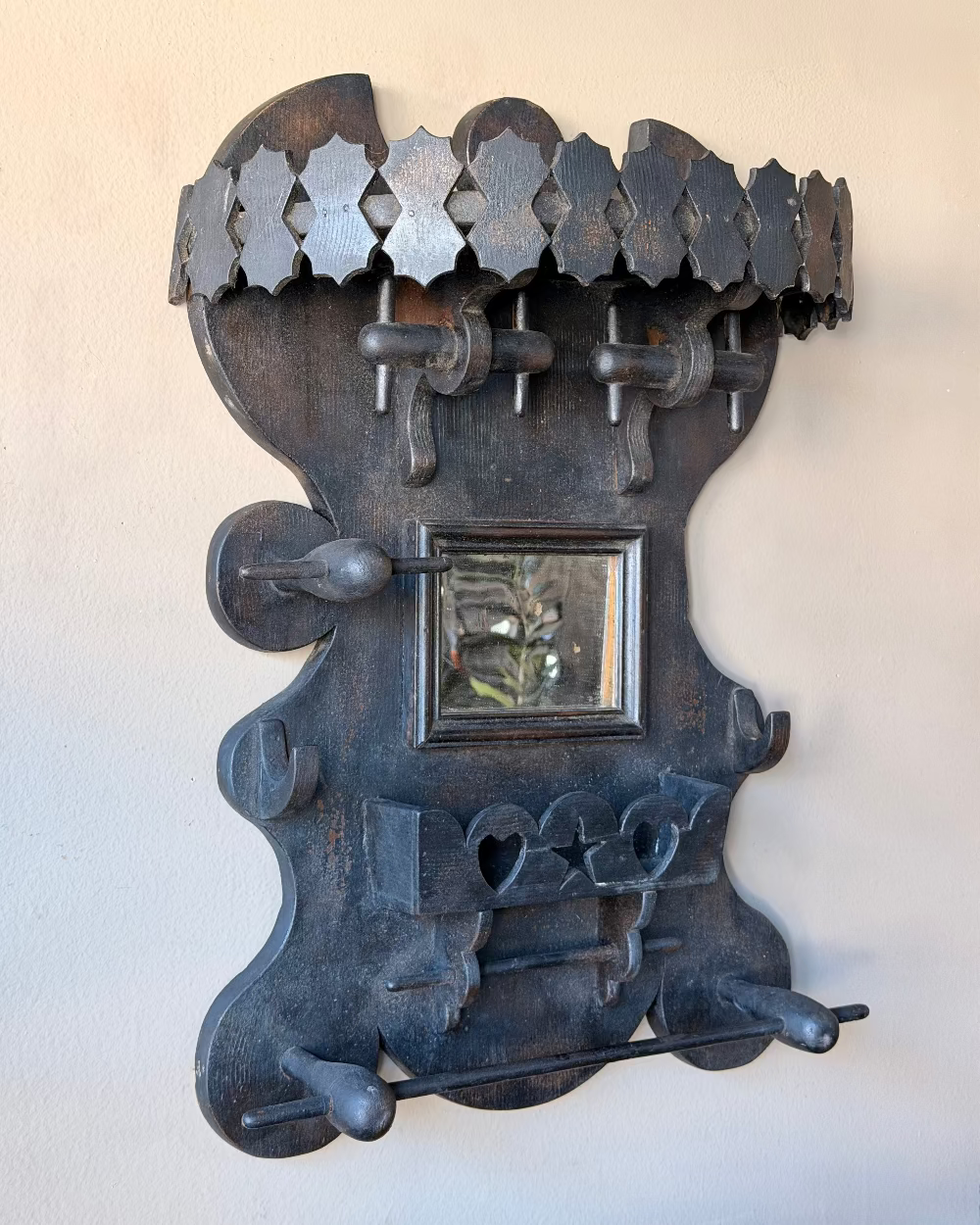 Folk Art Shaving Mirror in Black