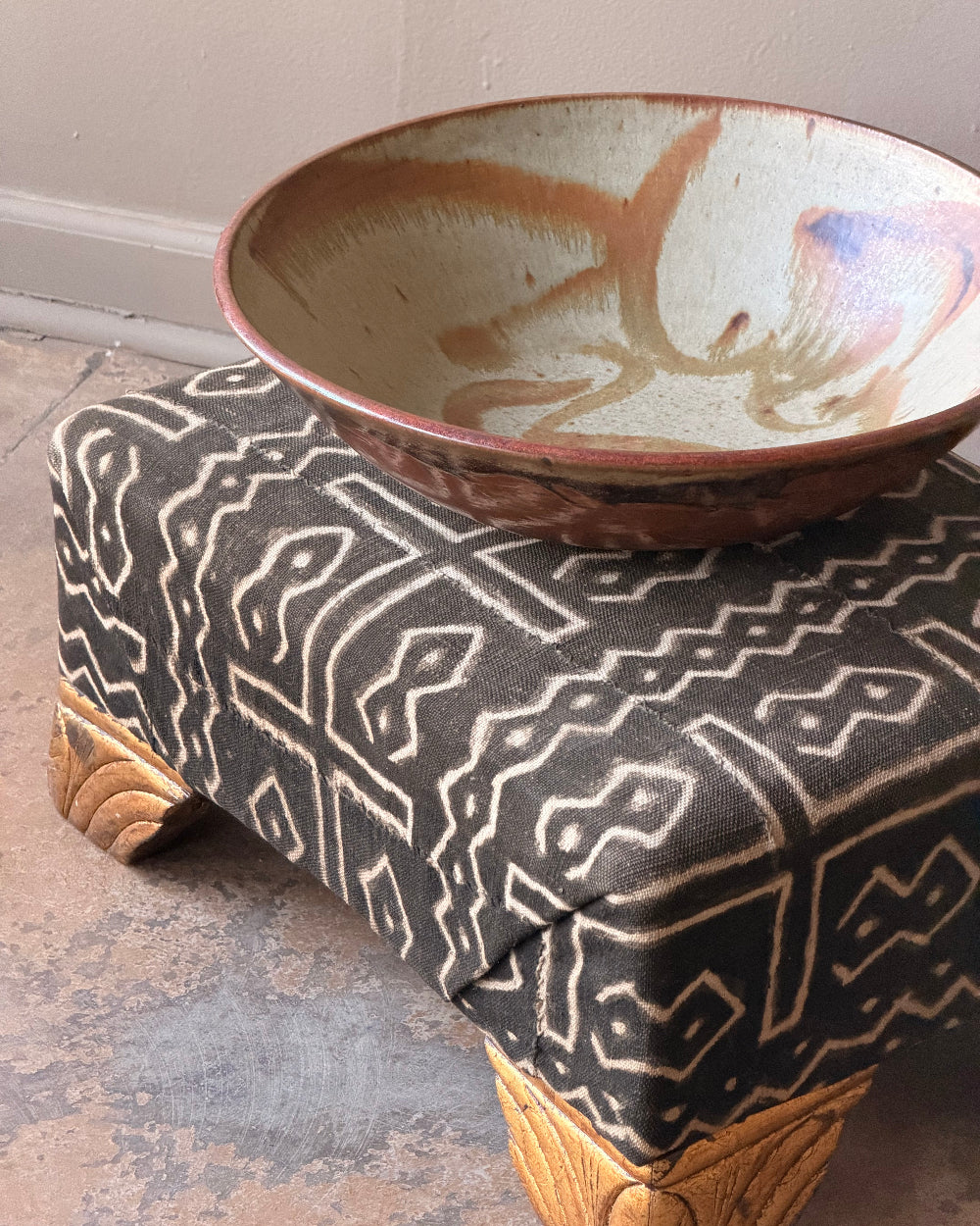 Vintage Kuba Cloth Ottoman