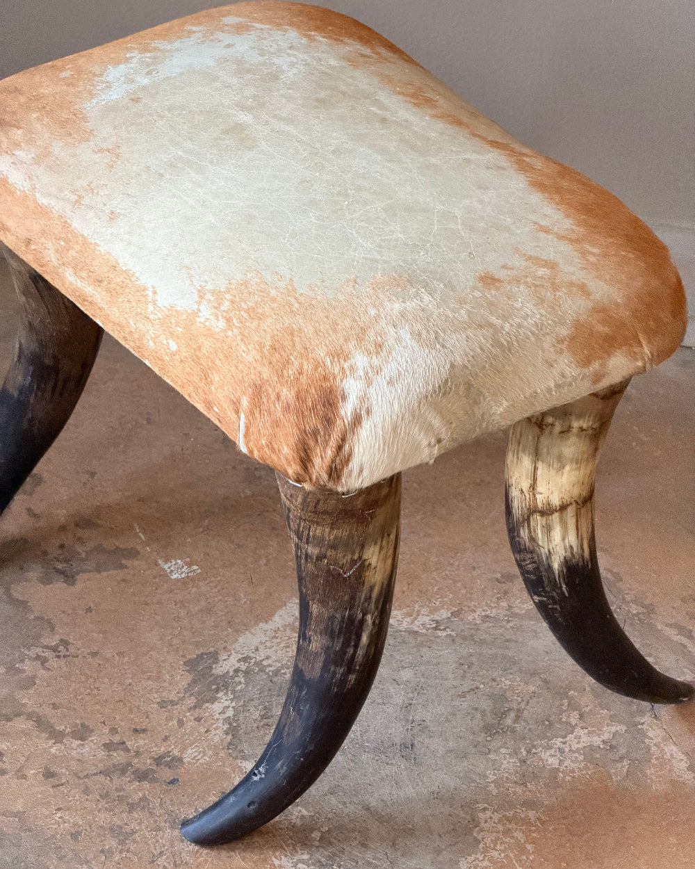 Horn and Hide Footstool