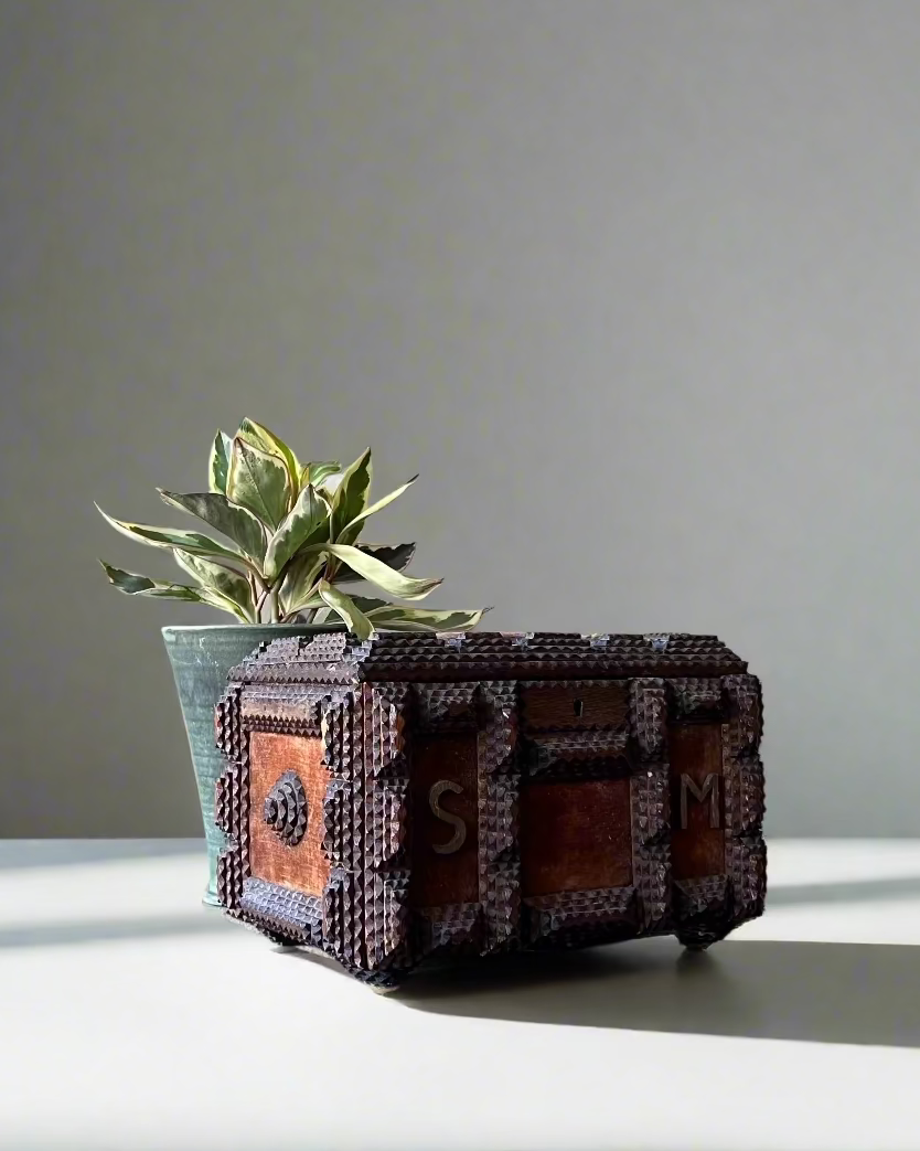 Tramp Art Box with Initials