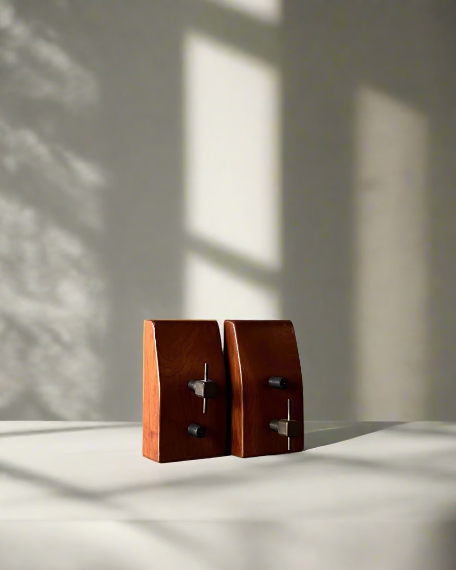 Vintage Walnut & Brass Bookends