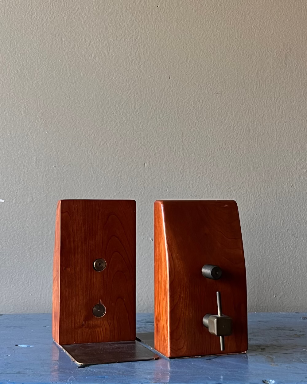 Vintage Walnut & Brass Bookends