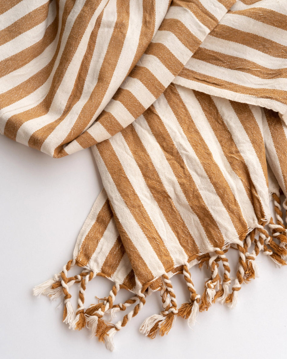 Striped Turkish Bath Towel | Ochre