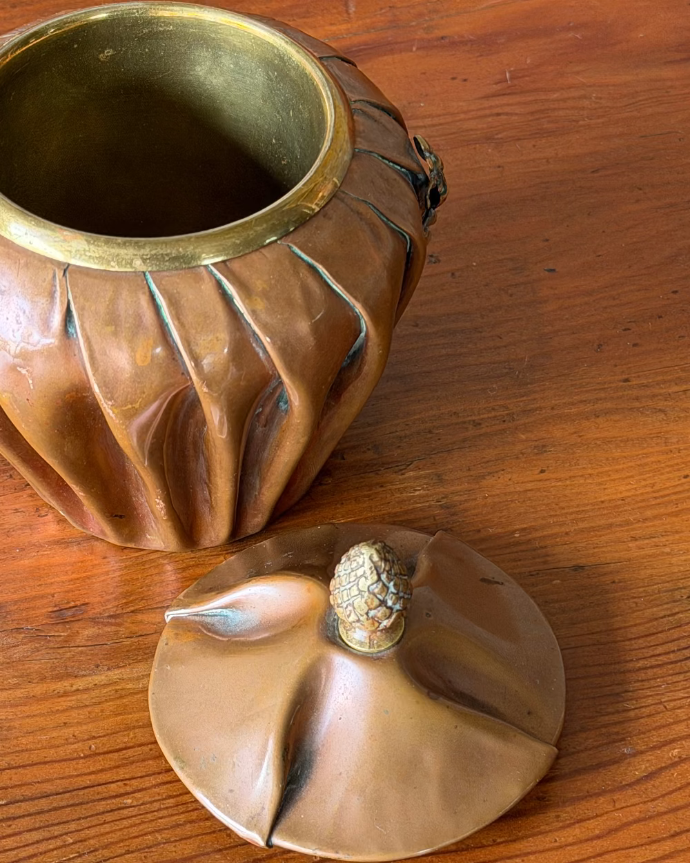 Pleated Copper Sugar Bowl