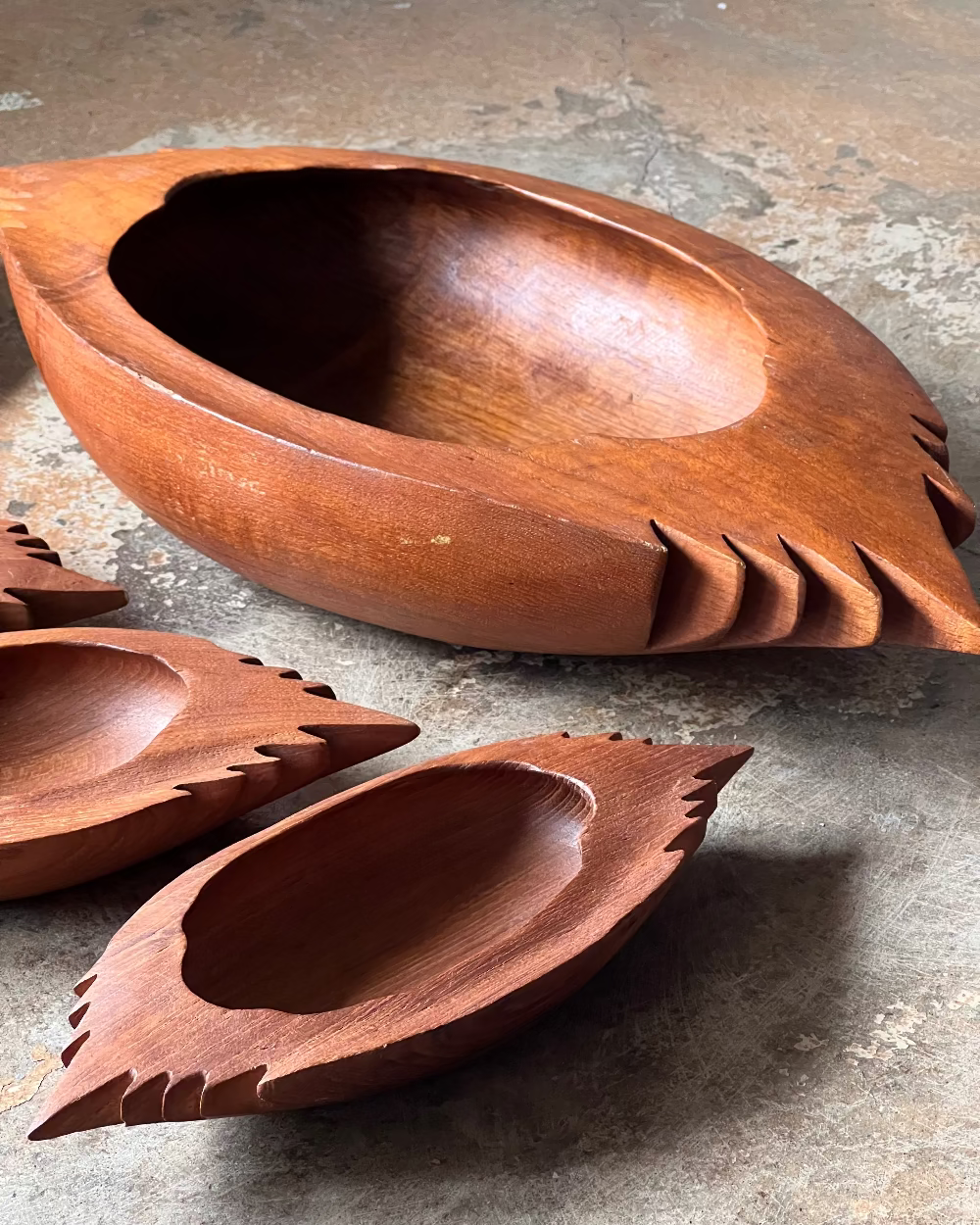Carved Wood Serving Bowls