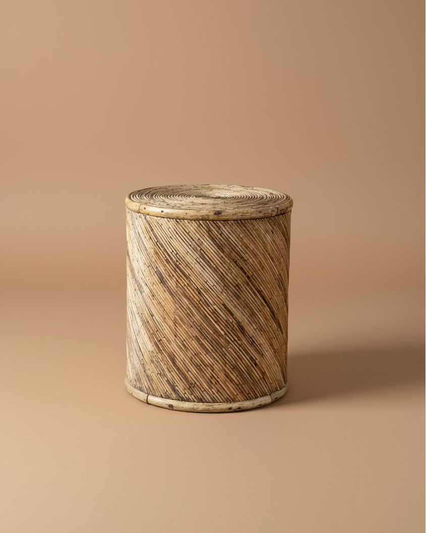 Pencil Rattan Drum Table
