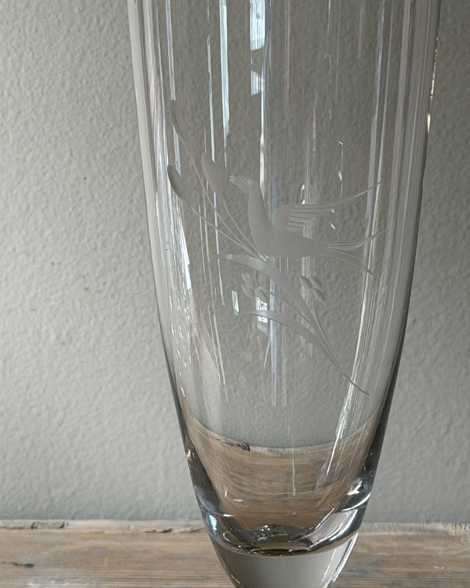 Tall Etched Glass Vase