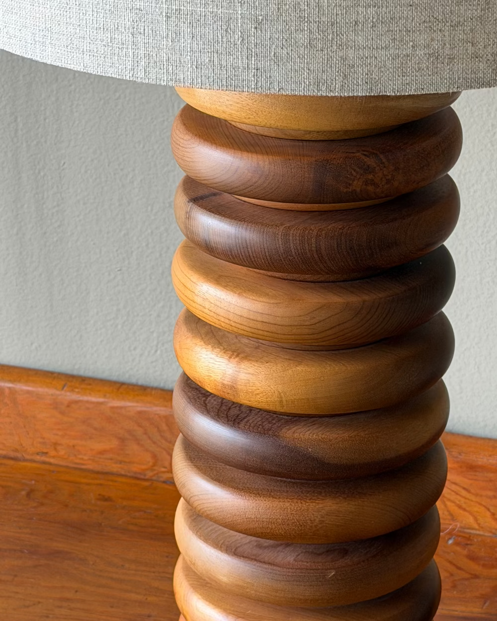 Stacked Wood Disc Lamp