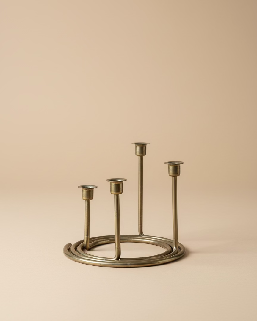 Modern Brass Candlestick Set