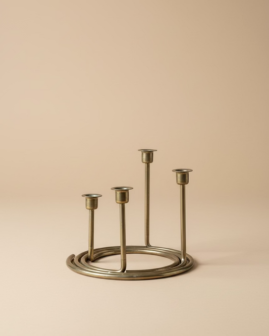 Modern Brass Candlestick Set
