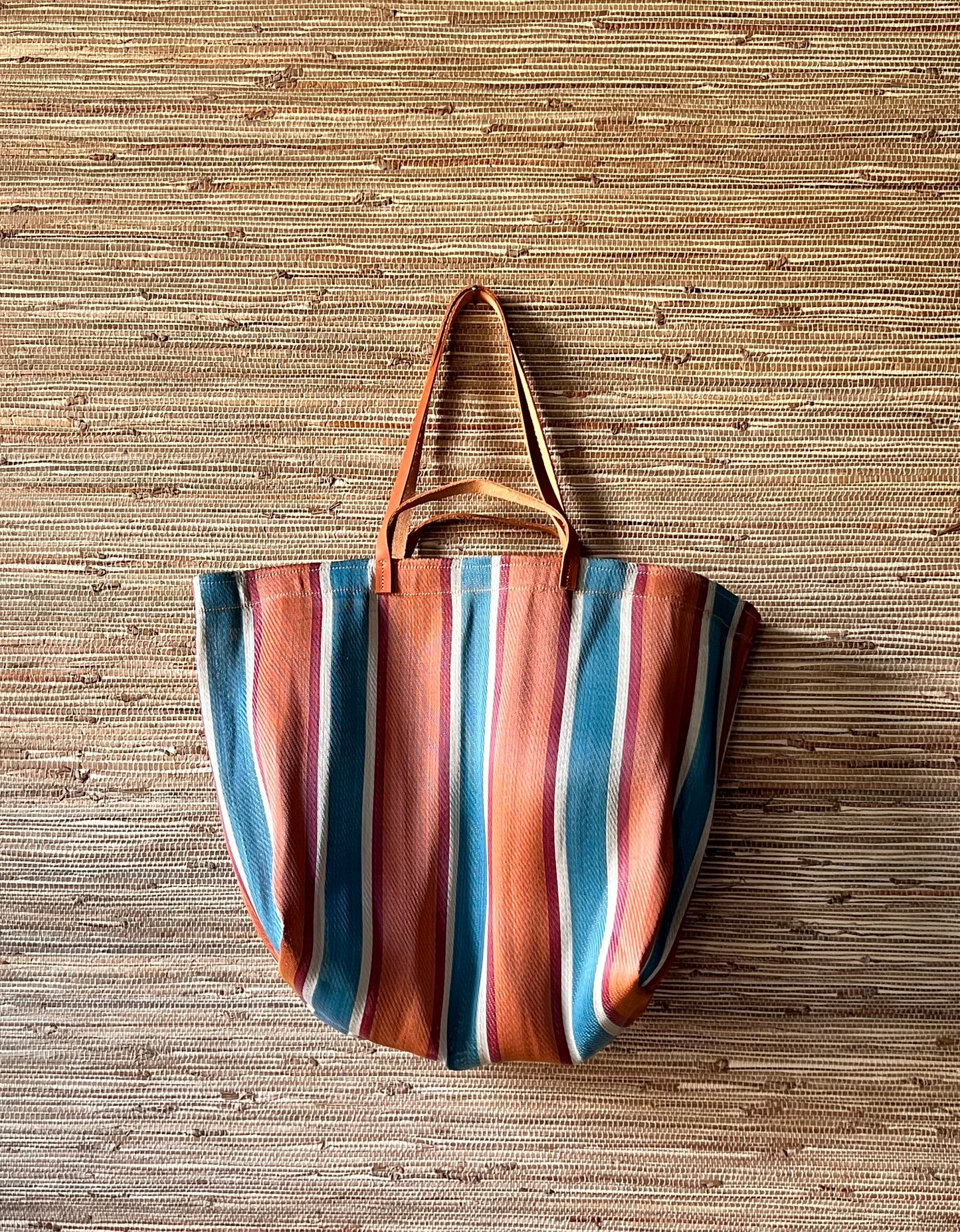 Market Bag - Large Orange and Blue