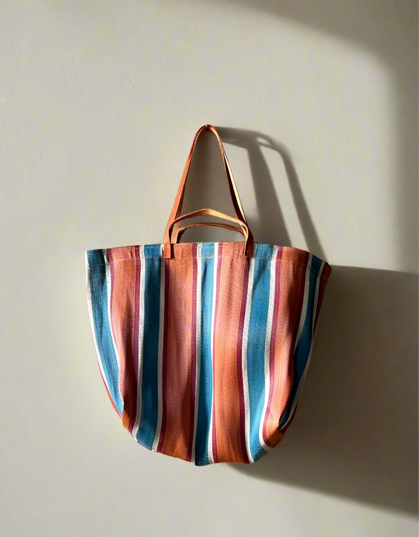 Market Bag - Large Orange and Blue