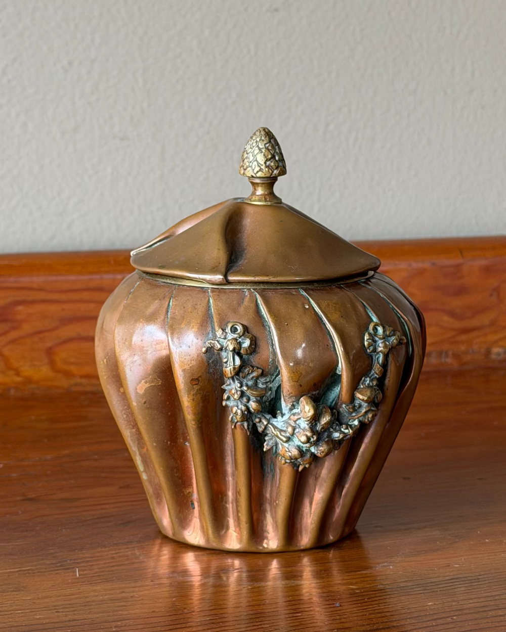 Pleated Copper Sugar Bowl