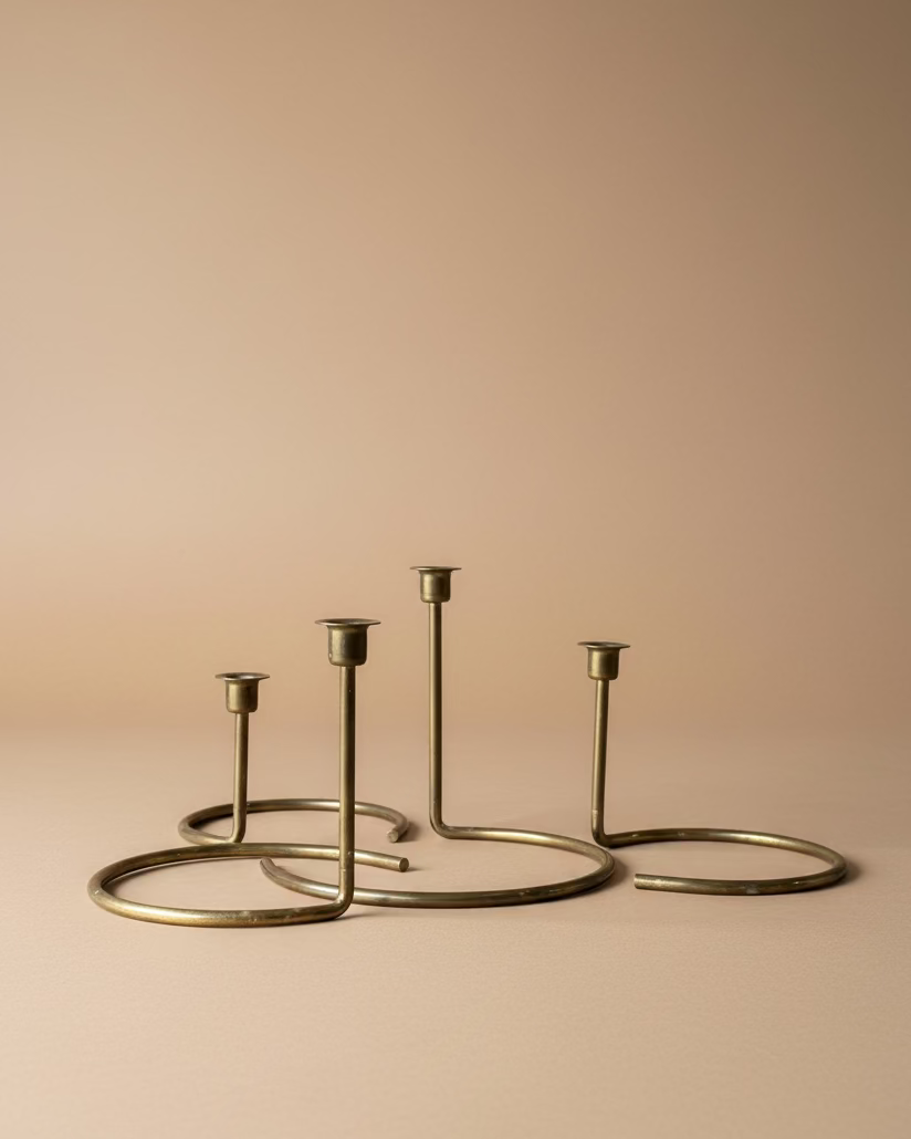 Modern Brass Candlestick Set