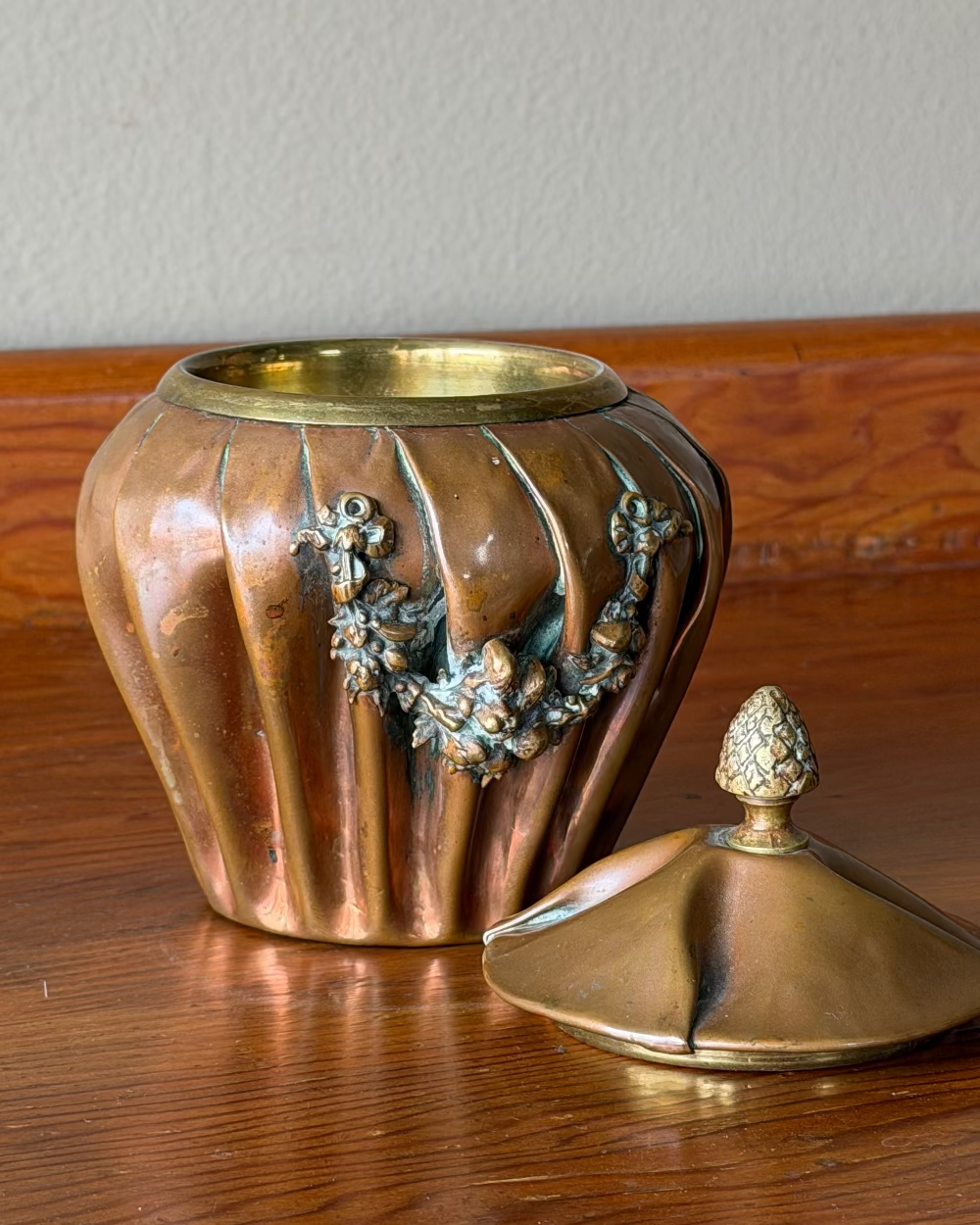 Pleated Copper Sugar Bowl