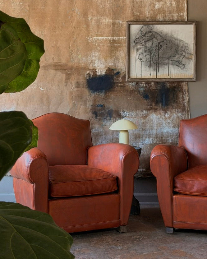 French Leather Club Chairs
