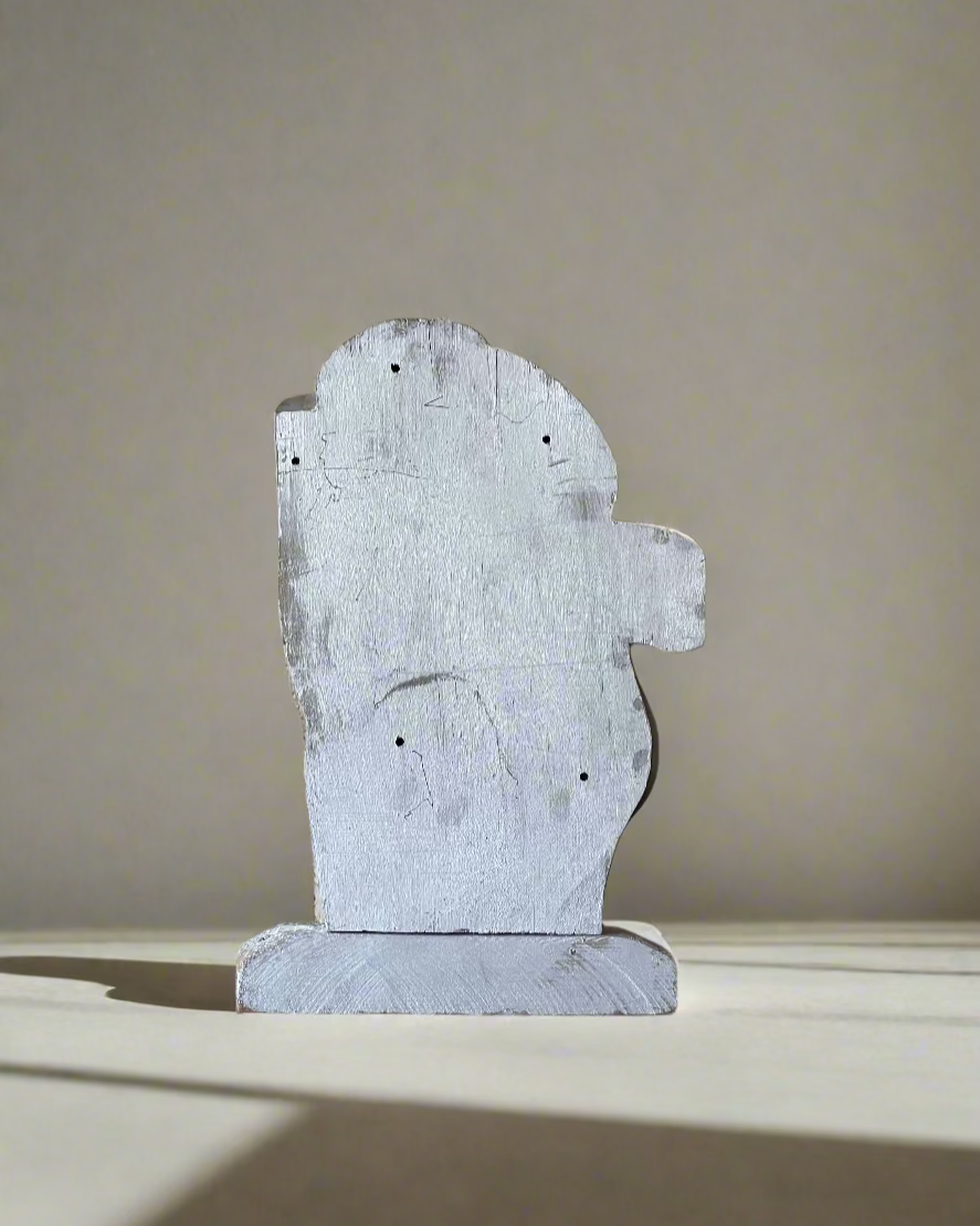 Silver Tone Wood Bust