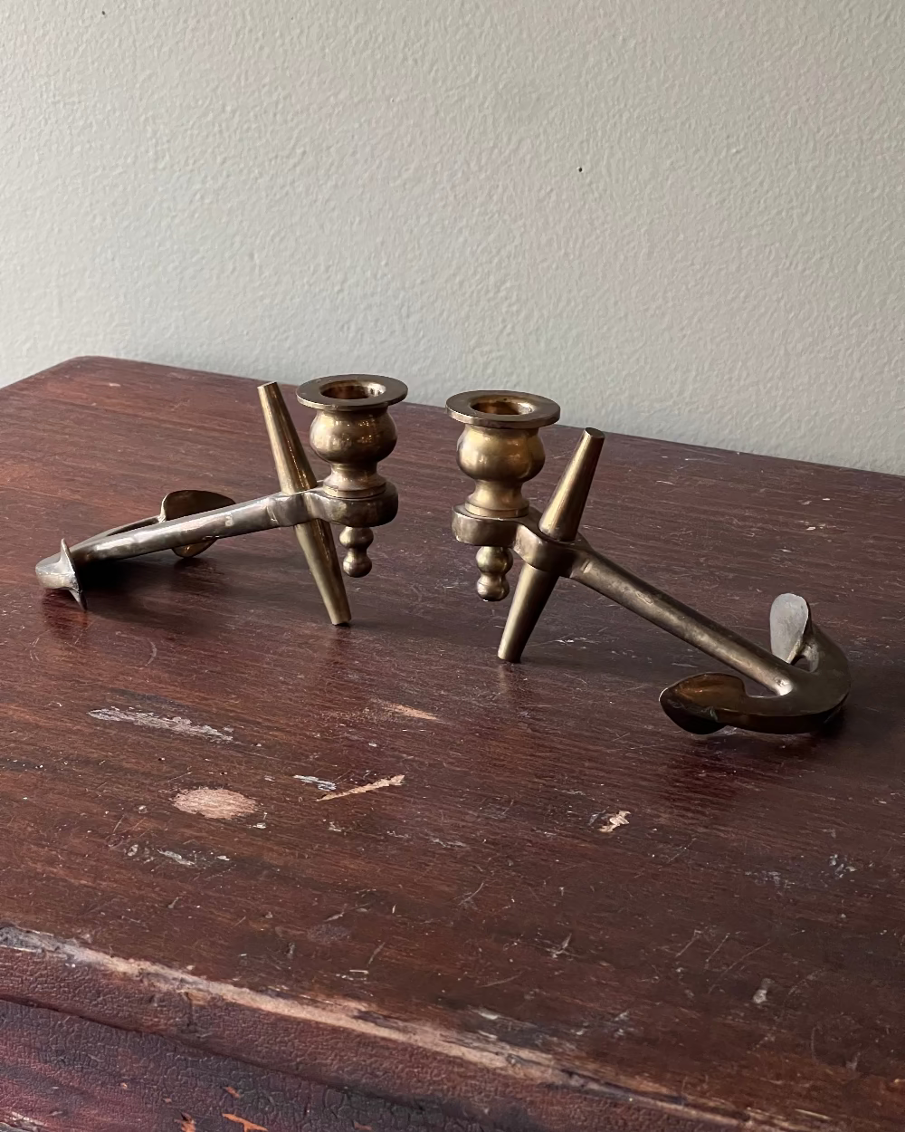Brass Anchor Candlesticks