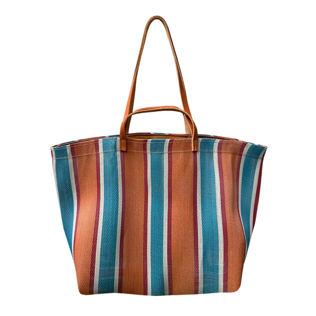 Market Bag - Large Orange and Blue