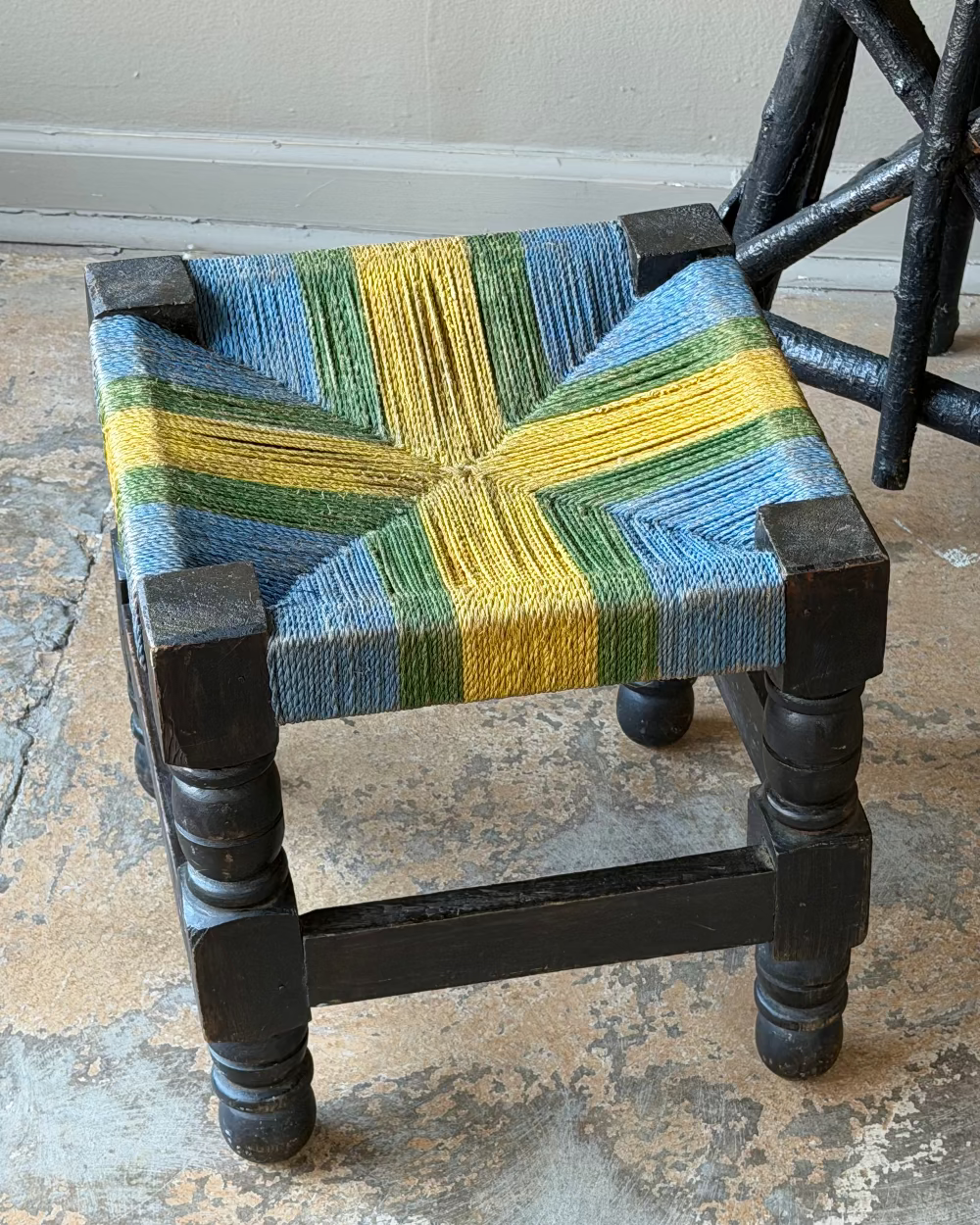 Painted Rope Seat Stool