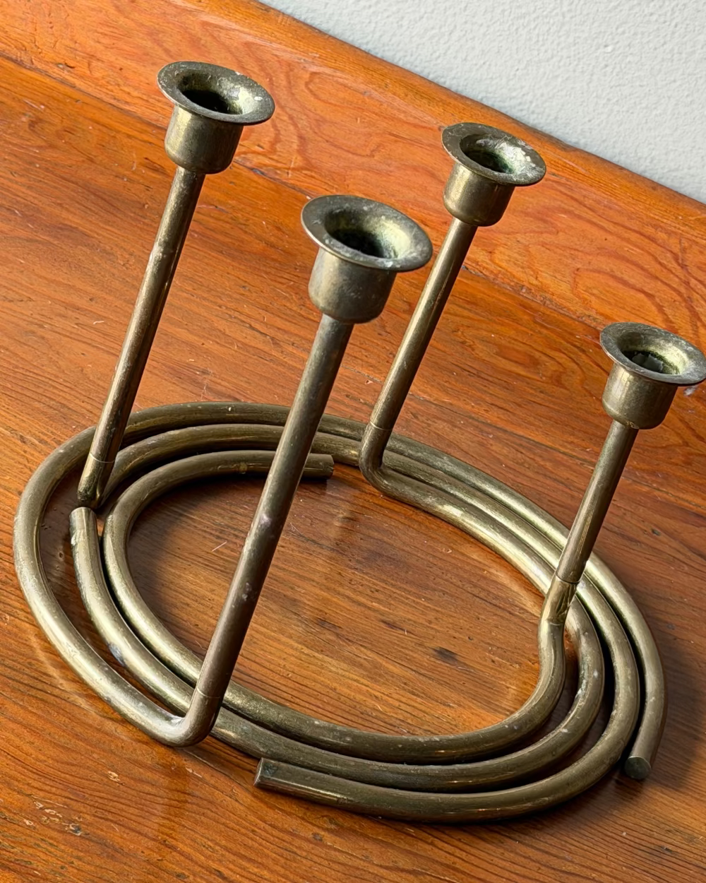 Modern Brass Candlestick Set