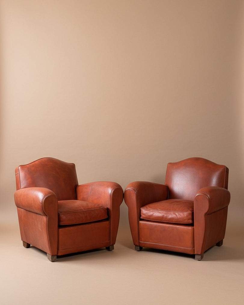 French Leather Club Chairs