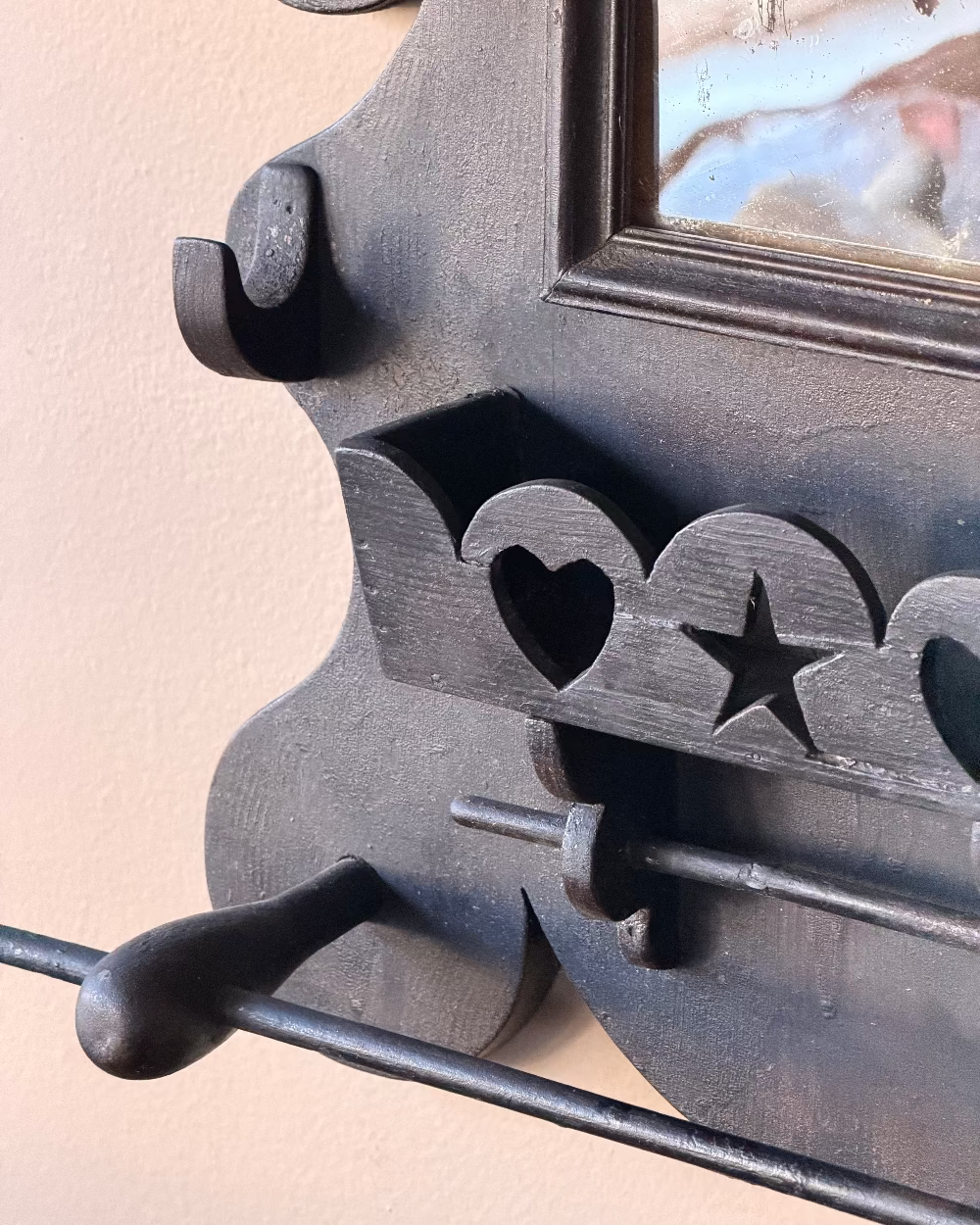 Folk Art Shaving Mirror in Black