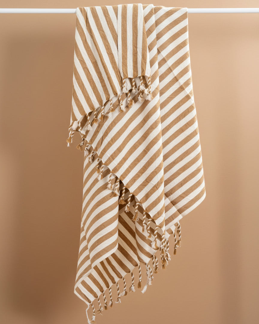 Striped Turkish Bath Towel | Ochre