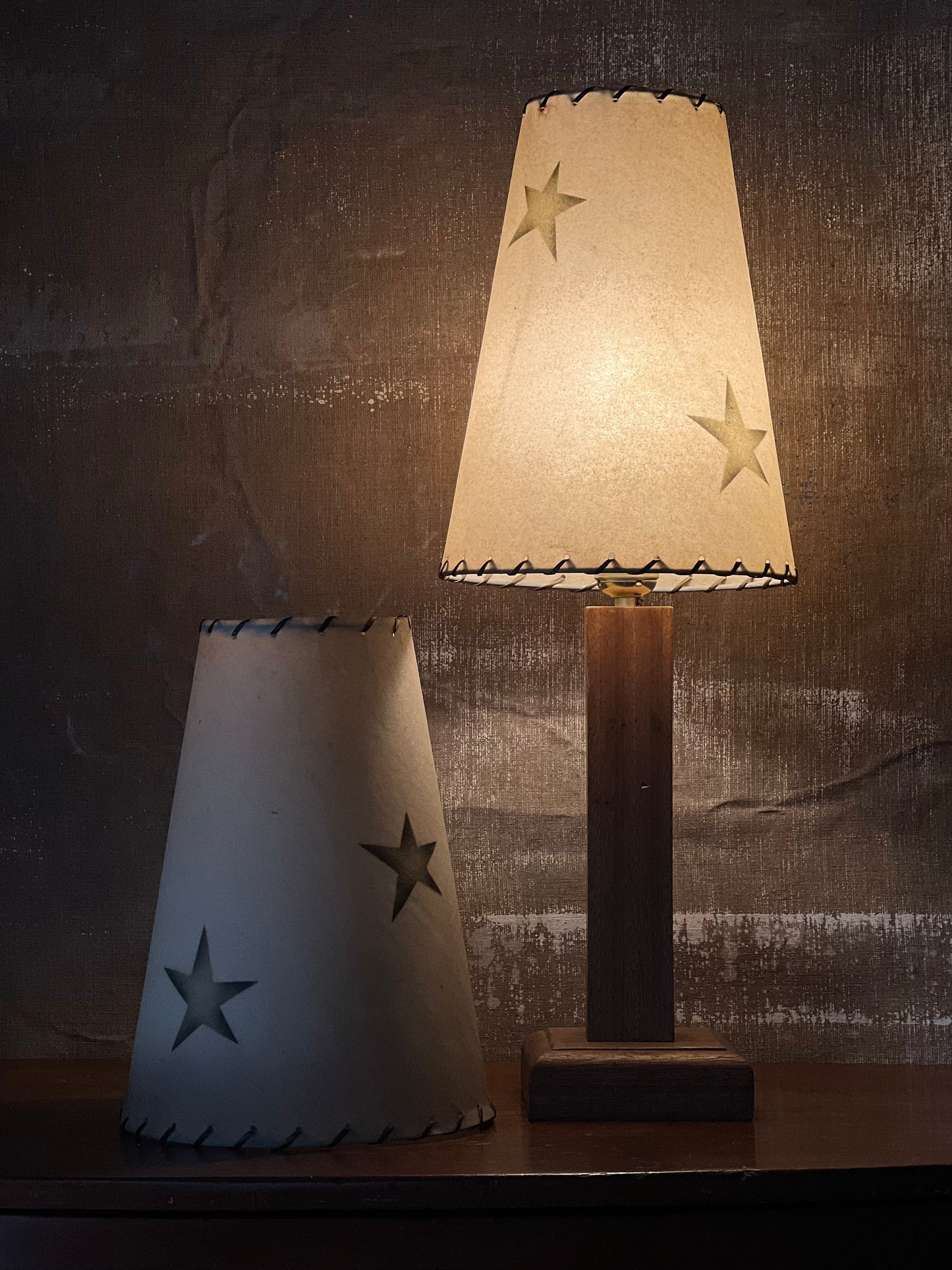 Mid Century Fiberglass Lampshades with Stars