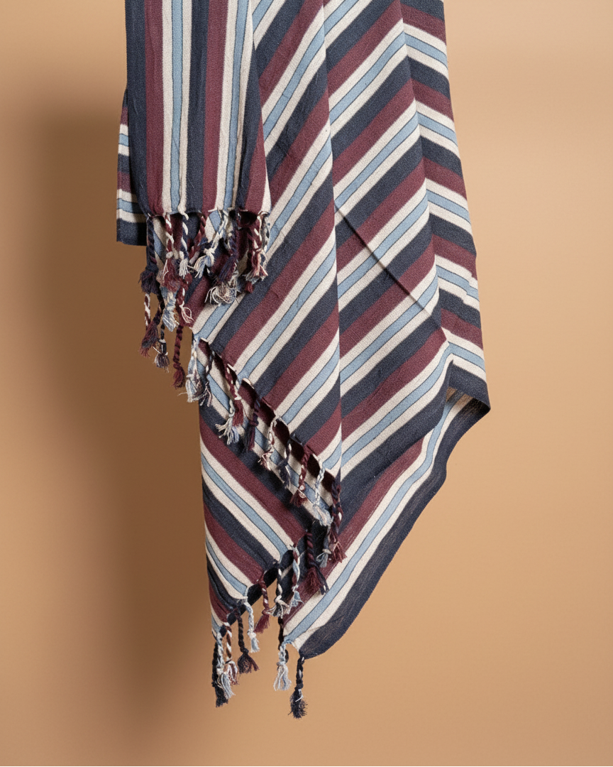 Striped Turkish Bath Towel | Oxblood