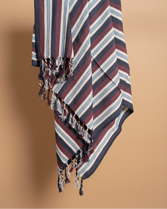 Striped Turkish Bath Towel | Oxblood