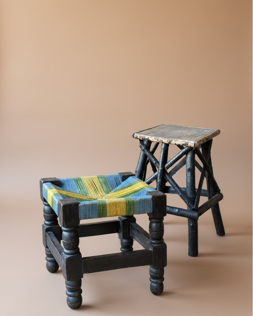 Painted Rope Seat Stool