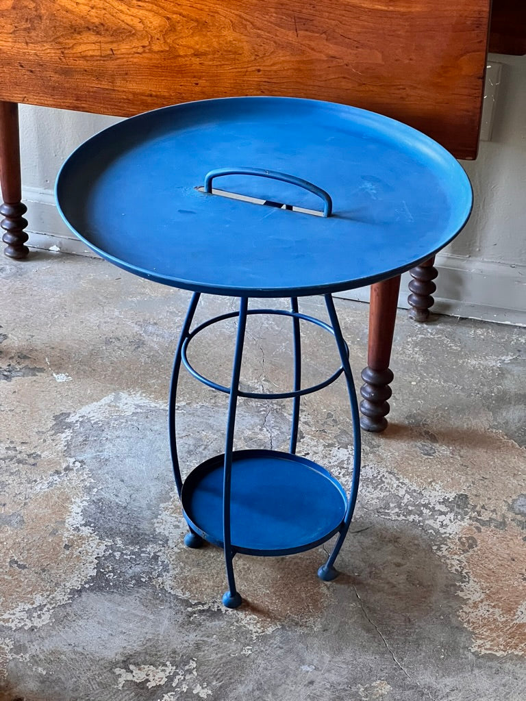 Metal Drinks Table in Blue