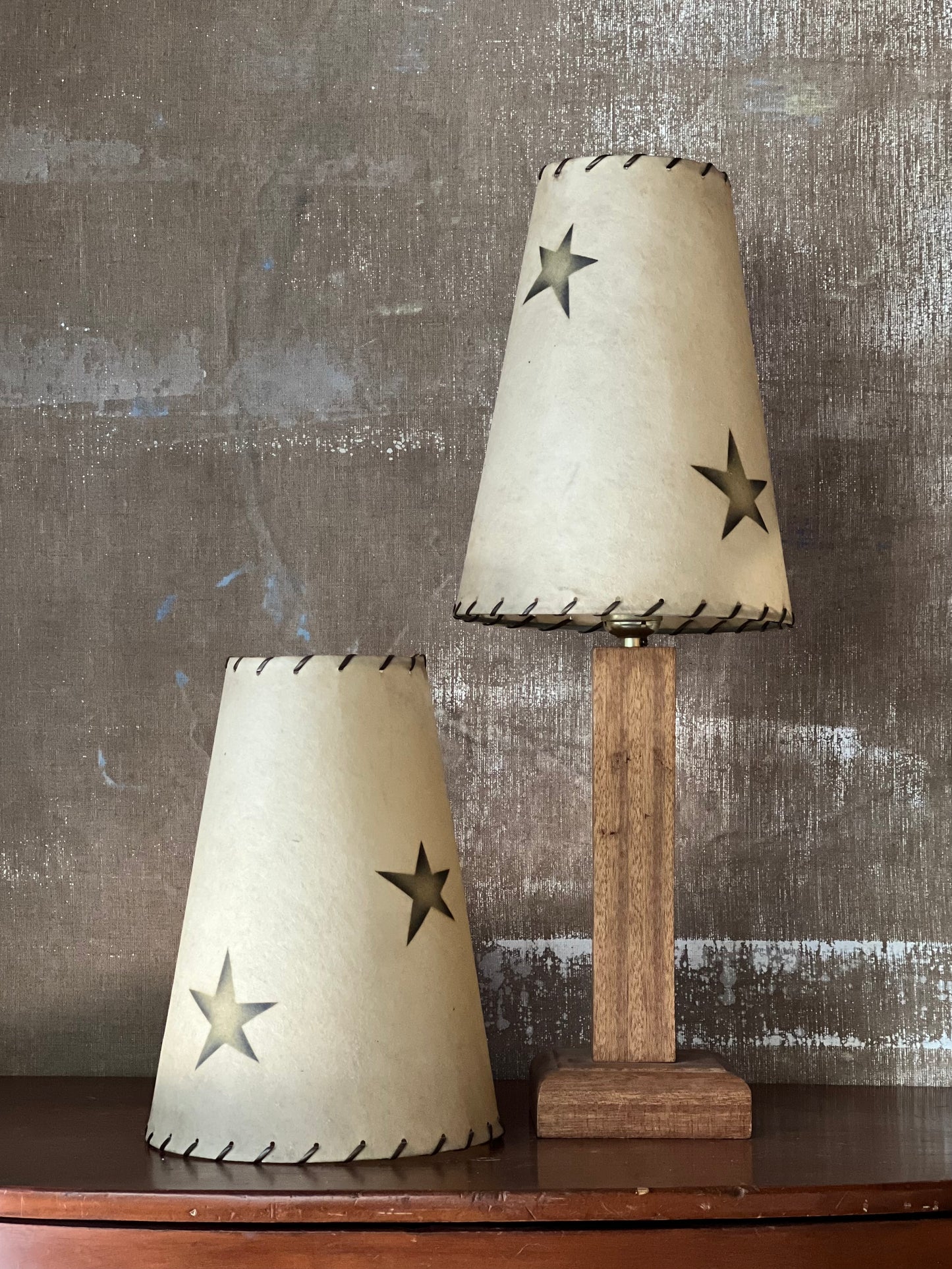 Mid Century Fiberglass Lampshades with Stars